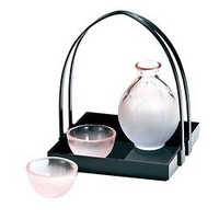 HIROTA GLASS 廣田硝子 手籠付き 酒器 樱花酒杯三件套