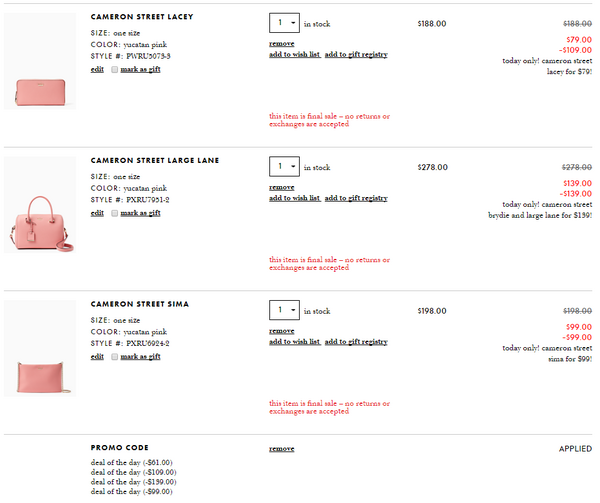 Kate Spade NEW YORK美国官网 精选cameron street系列 粉色包款