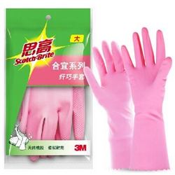 3M  纤巧家务手套 大号 橡胶手套 柔软粉色