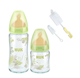 NUK 新生儿 宽口玻璃奶瓶套装 120ml+240ml玻璃奶瓶+奶瓶刷奶嘴刷