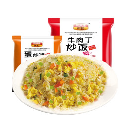 周家庄粥控 蛋炒饭+牛肉丁炒饭 140g*4袋 送泡碗