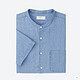 历史新低、限尺码：UNIQLO 优衣库 195797 男士立领短袖衬衫