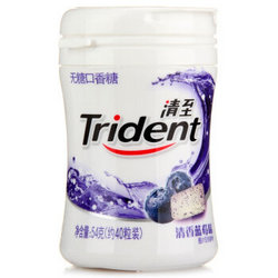 清至（Trident）无糖口香糖 清香蓝莓 54克约40粒 *2件