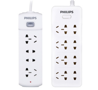 PHILIPS 飞利浦 SPS3821B/93+SPS2421A/93 八位1.8米+四位1.8米插座