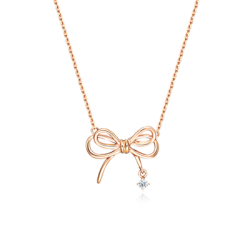 roseonly永恒蝴蝶结9k玫瑰金项链