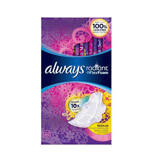 中亚prime会员宝洁护舒宝alwaysradiant液体卫生巾普通流量90片