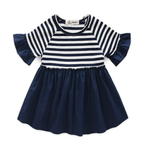 I.K 印象童年 英伦风条纹拼接连衣裙