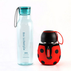 乐扣乐扣（locklock）新款夏季塑料水杯+萌宠昆虫玻璃杯 玻璃杯塑料杯两件套 LLG652S601