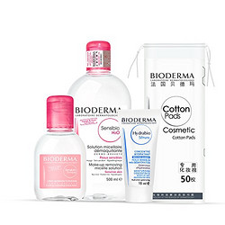 BIODERMA 贝德玛 舒妍明星套装(舒妍多效洁肤液500ml+舒妍修护爽肤水100ml+润妍水润亮采锁水精华乳15ml+化妆棉50枚)