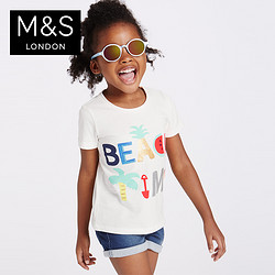 M&S/马莎童装 女童1至5岁纯棉短袖T恤上衣 T772150T聚
