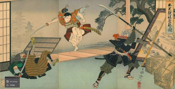 杨斋延一牛若熊坂長範ヲ討1887（展品）