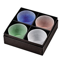 Hirota Glass 廣田硝子 369-4 日式和风手工茶具 4色冷茶杯套装