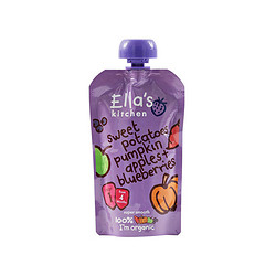 Ella's Kitchen艾拉的厨房一阶段甘薯苹果南瓜蓝莓混合果泥120克/袋 *8件