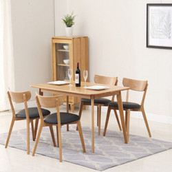 HUAYI 华谊家具 实木餐桌椅组合 （一桌四椅）原木色 