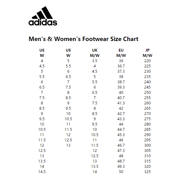 adidas男鞋尺寸对照表图片