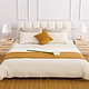 QM 曲美 简约北欧成套家具 棕簧两用床垫+布艺软包双人床 米色 1.8米
