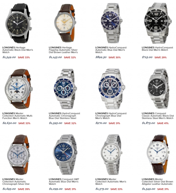 JOMASHOP LONGINES 浪琴 精选腕表促销