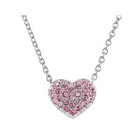 SWAROVSKI 施华洛世奇 1000631 Heart 双面心形粉色水晶镶钻项链