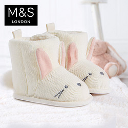 马莎童装 女婴宝宝秋装0至2岁可爱兔子针织靴保暖鞋 T723178P聚