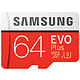 SAMSUNG 三星 存储卡64GB 读速100MB/s UHS-3 Class10 高速TF卡（Micro SD卡）红色plus升级版+