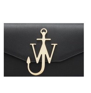 J.W.ANDERSON Logo 女士真皮单肩包  Black