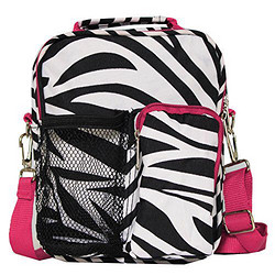 World Traveler 9 Inch Crossbody Day Pack Pink Trim Zebra 均码