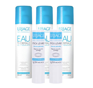 Eau thermale Uriage 依泉喷雾300ml *3瓶+润唇膏4g*2支 