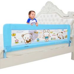 棒棒猪(BabyBBZ)儿童床护栏宝宝床围栏婴儿床挡板护栏防夹手1.8米 浅蓝小熊 BBZ-812