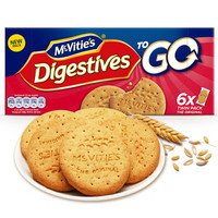 英国进口 麦维他（Mcvitie's） 全麦粗粮酥性原味消化饼干 6袋分享装176.4g 早餐下午茶零食