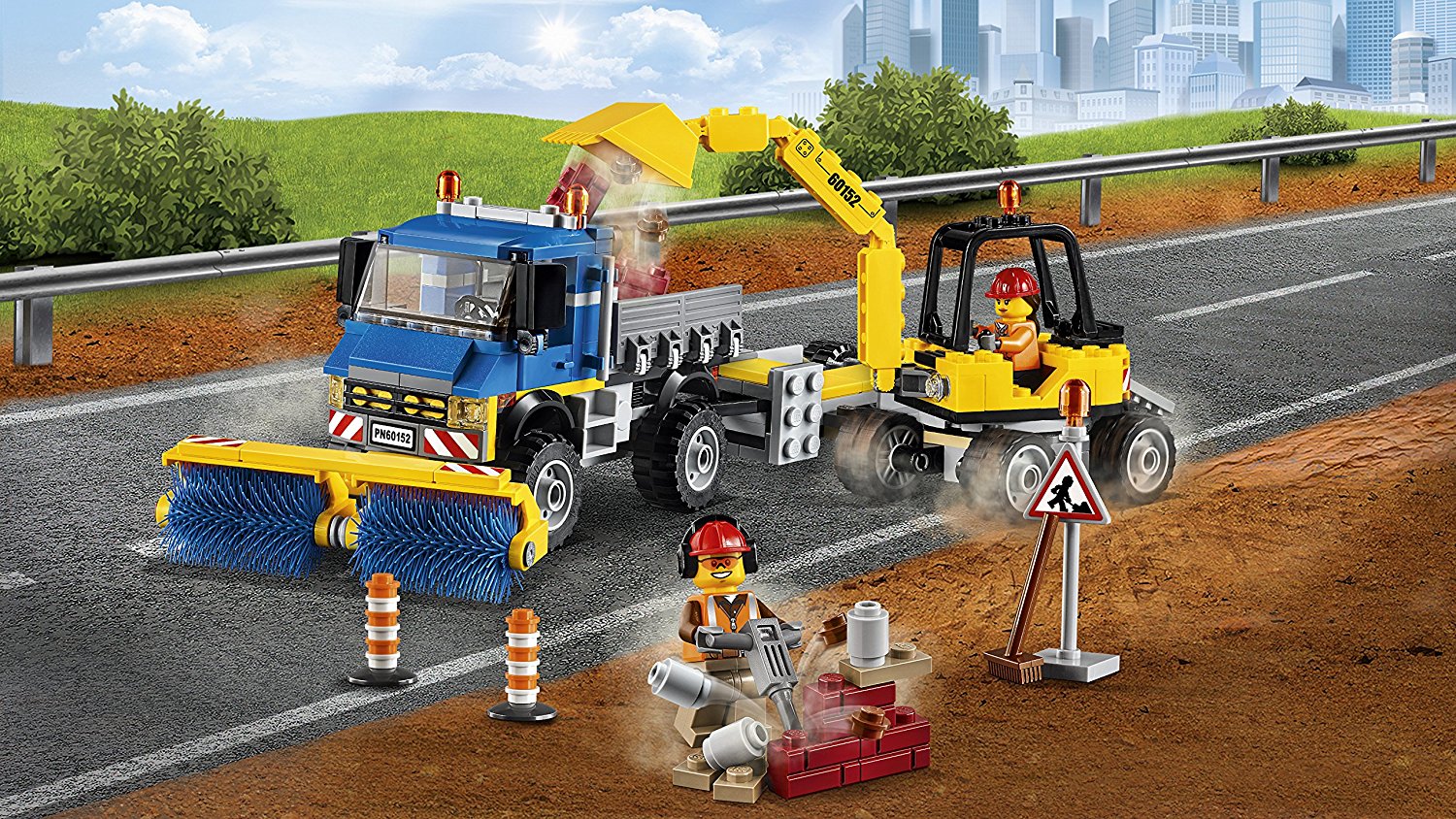 prime会员: lego 乐高 60152 城市系列 道路清扫车和挖掘机