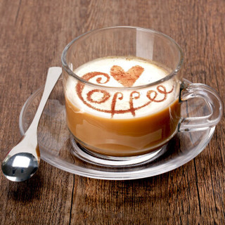Delisoga 2杯2碟2勺 咖啡玻璃杯套装