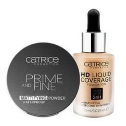 Catrice 滴管长效遮瑕水润粉底液 30ml（#20-玫瑰香草）+  哑光防水控油蜜粉饼 9g