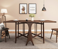 HUANASI 华纳斯 折叠餐桌椅组合 胡桃木色