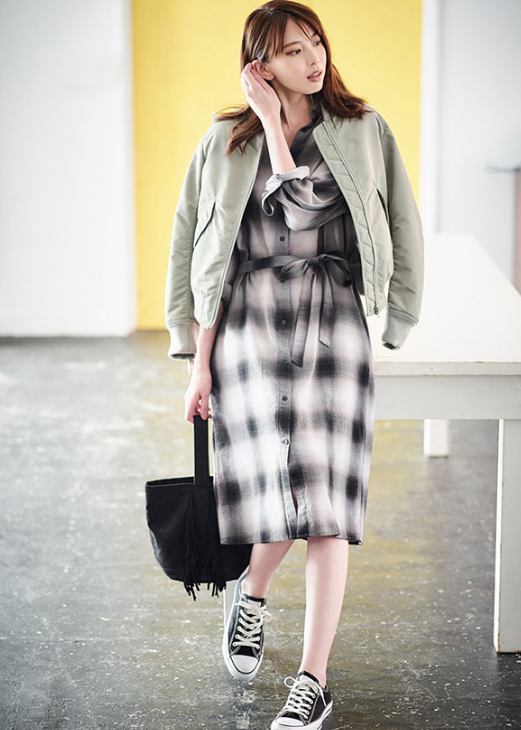 uniqlo优衣库403544女士法兰绒格子连衣裙