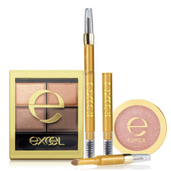 EXCEL 常盘工业 大地色四色眼影+3合1眉笔 0.4g+单色眼影 1.4g