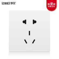 罗贝开关插座面板一开单控五孔二三插86型家用墙壁开关电源5孔