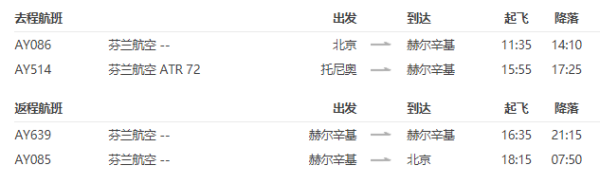 北京-芬兰北极光6晚8天自由行