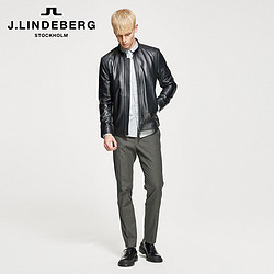 J.LINDEBERG男纯色修身绵羊皮小立领皮衣51733J512A