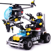 GUDI 古迪 防暴警察拼装玩具 陆空突袭9407+9408