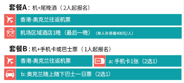 全国多地-新西兰奥克兰11天往返含税机票
