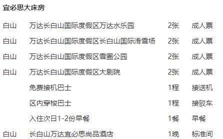 万达长白山国际度假区滑雪1晚套餐 智选/宜必思