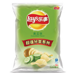 乐事（Lay’s）薯片 休闲零食 黄瓜味 235g *6件