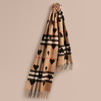 BURBERRY 博柏利 39937481 心形图案经典格纹 羊绒围巾