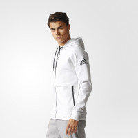 双11预告:adidas 阿迪达斯 S98781 运动型格 男子 针织茄克 白