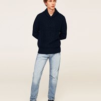 ZARA 00693334712 男款羊毛混纺青果领毛衣