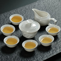 公允 白瓷浮雕茶具 八件套