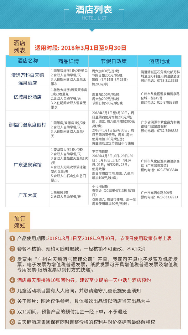 白天鹅酒店集团5店通用 1-2晚客房套票(含双早)