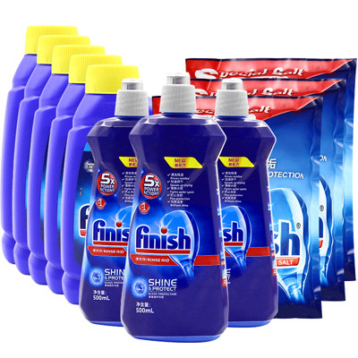 双11预售：亮碟 Finish 亮碟 洗碗机专用洗涤块543g*5+专用盐2kg*3+洗碗机专用漂洗剂500ml*3+赠送滴露旅行装（
