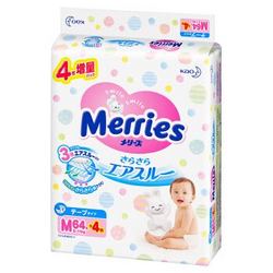 日本花王(Merries)妙而舒纸尿裤 增量装 中号M68片(6-11kg) 原装进口 *15件