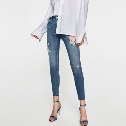 ZARA 06840245400 女款刺绣紧身牛仔裤